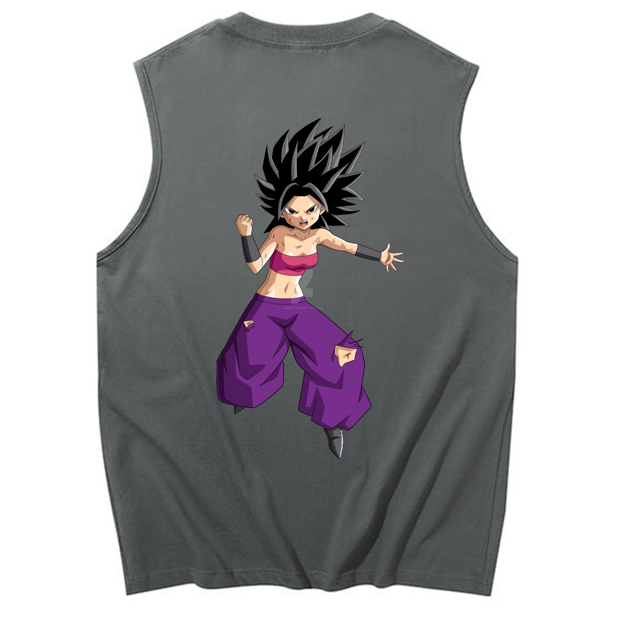 （画像用） ドラゴンボール カリフラ DRAGON BALL Caulifla コットン100％タンクトップ（背面プリント）